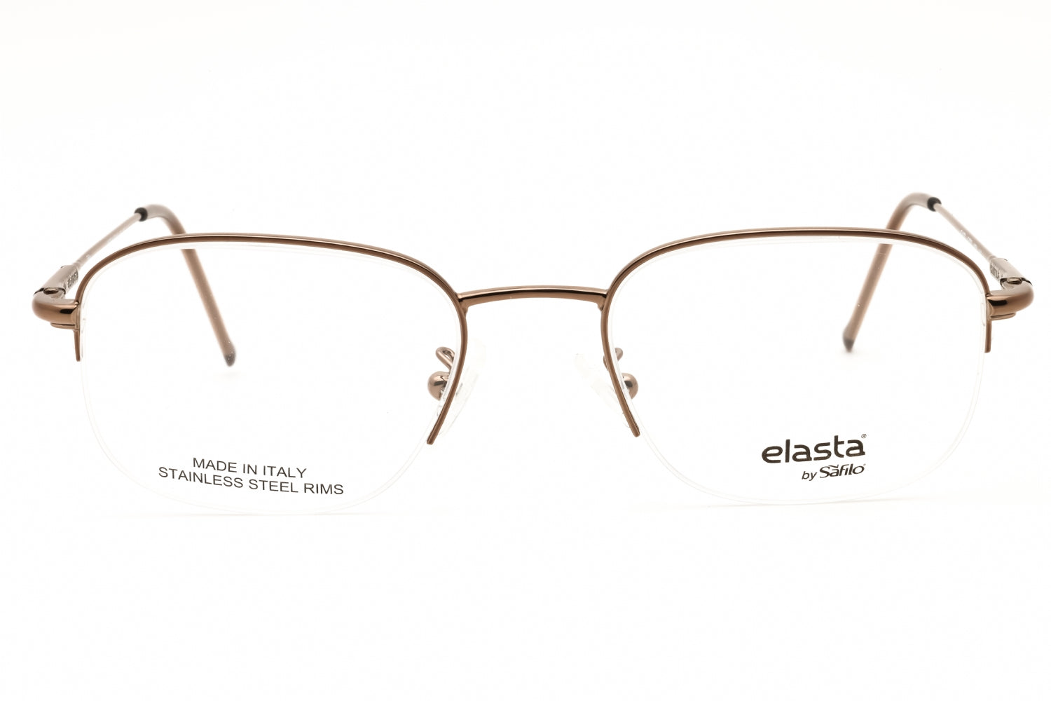 Elasta E7033 Metal Rectangle Frame Eyeglasses — Brown, view 2