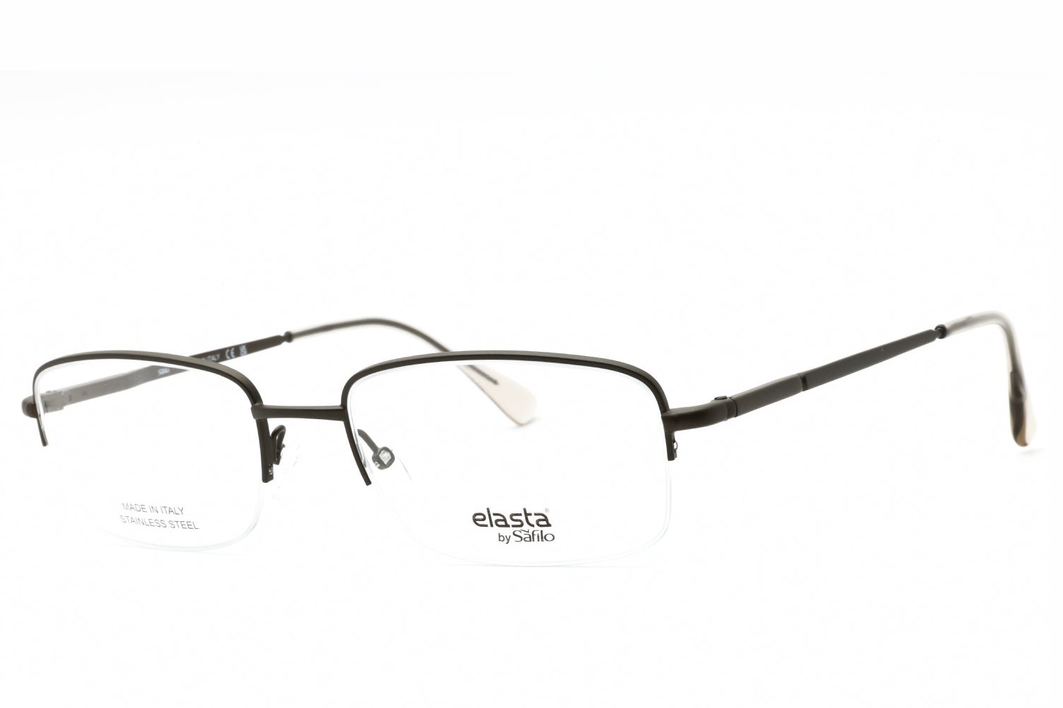 Elasta E7244 Rectangular Metal Eyeglasses — Brown by Elasta