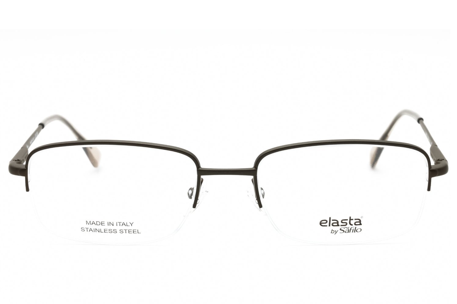 Elasta E7244 Rectangular Metal Eyeglasses — Brown, view 2