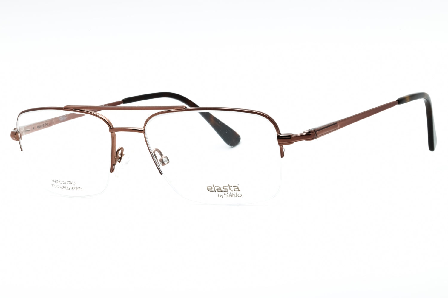 Elasta E7251 Metal Oval Frame Eyeglasses — Brown by Elasta
