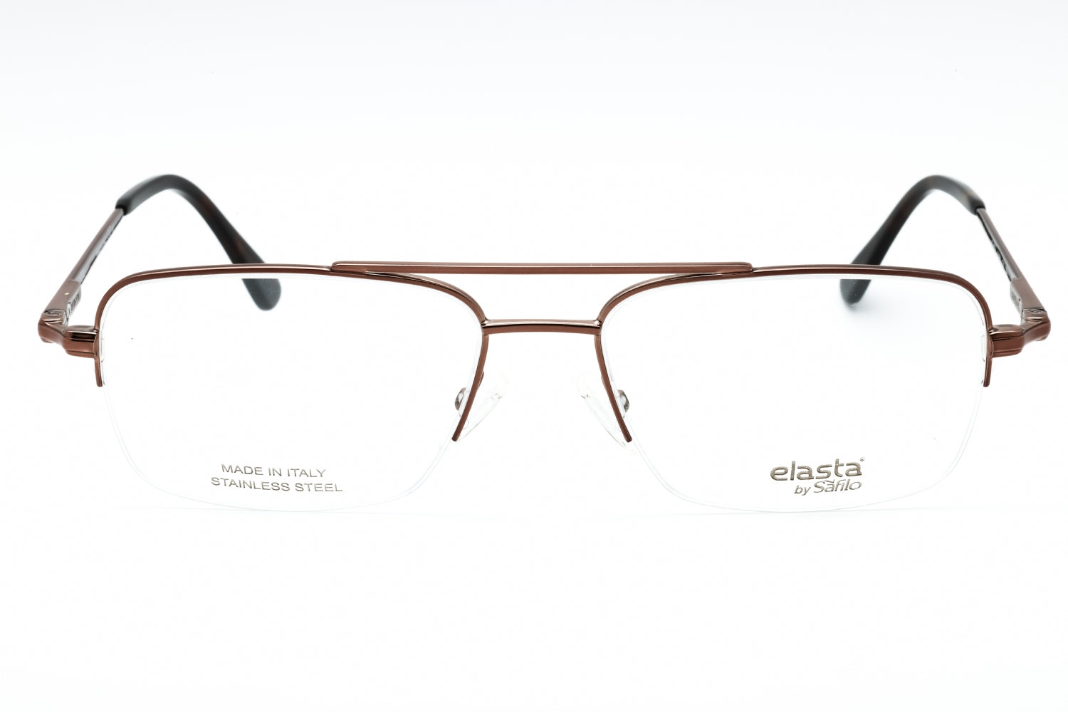 Elasta E7251 Metal Oval Frame Eyeglasses — Brown, view 2