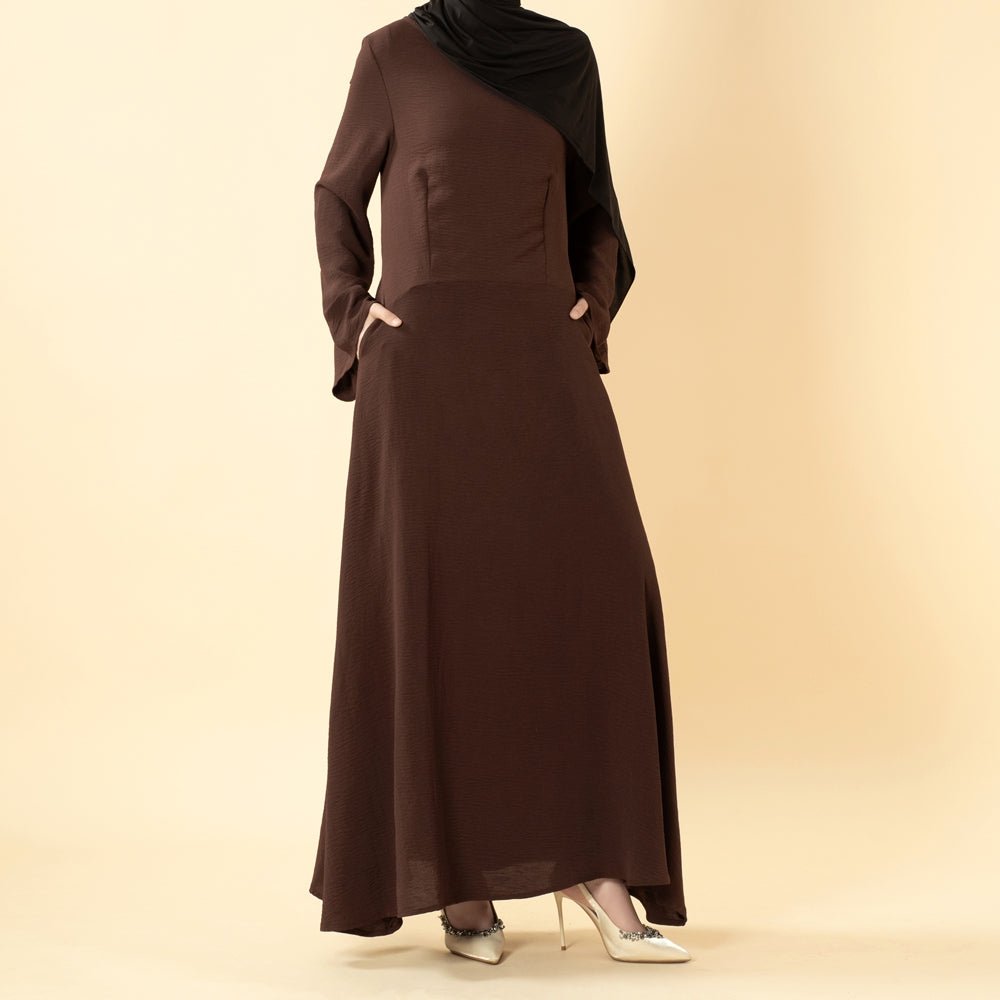 Elegant Flow Crepe Pocket Abaya Dress(MA432), view 2