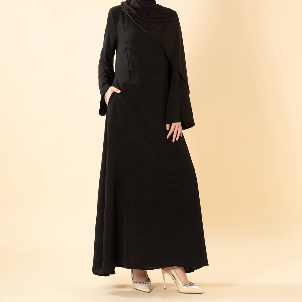 Elegant Flow Crepe Pocket Abaya Dress(MA432), view 3
