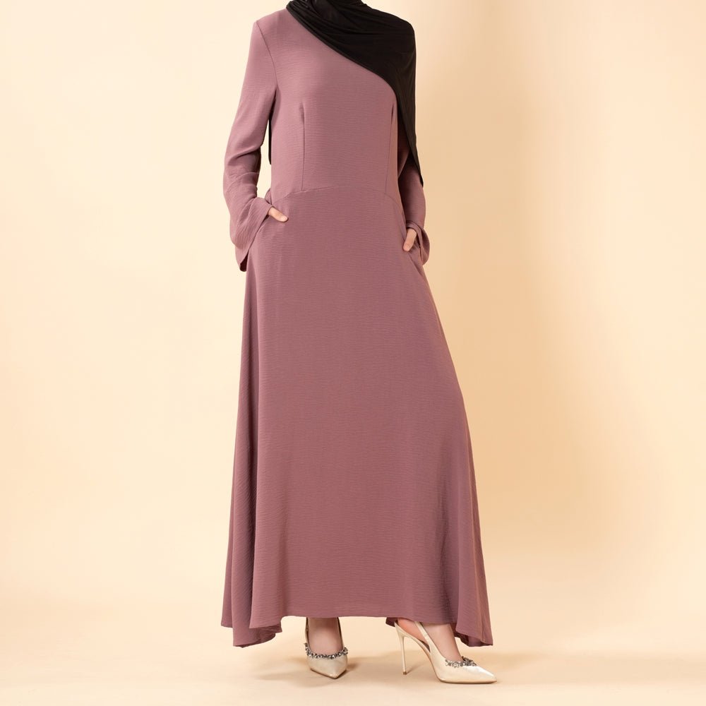 Elegant Flow Crepe Pocket Abaya Dress(MA432), view 6