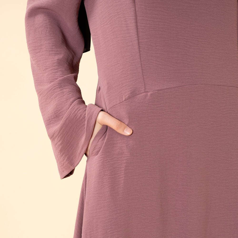 Elegant Flow Crepe Pocket Abaya Dress(MA432), view 7