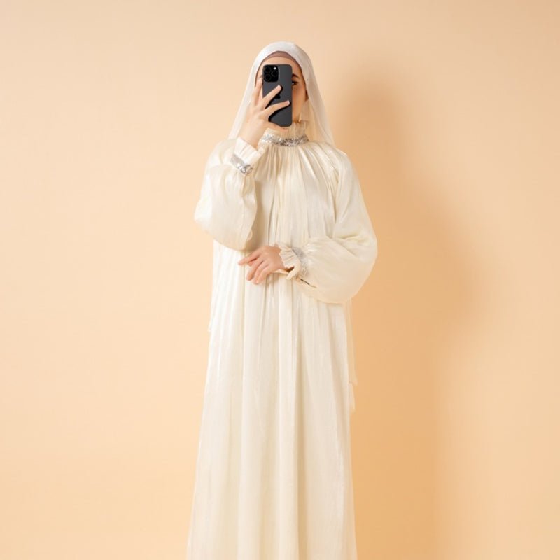Elegant Glossy Flower Cuff Sequinned Abaya, view 3