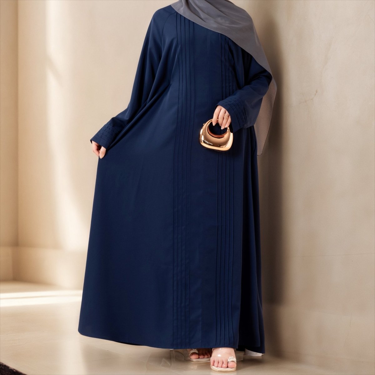 Serene Pleated Georgette Abaya Loose Full-Length Modest Style (MA254), view 2