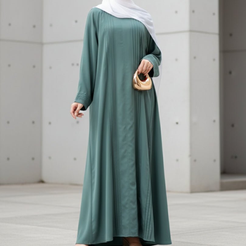 Serene Pleated Georgette Abaya Loose Full-Length Modest Style (MA254), view 3