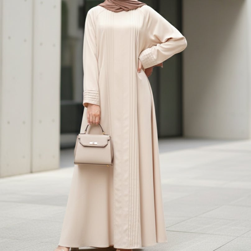 Serene Pleated Georgette Abaya Loose Full-Length Modest Style (MA254), view 4