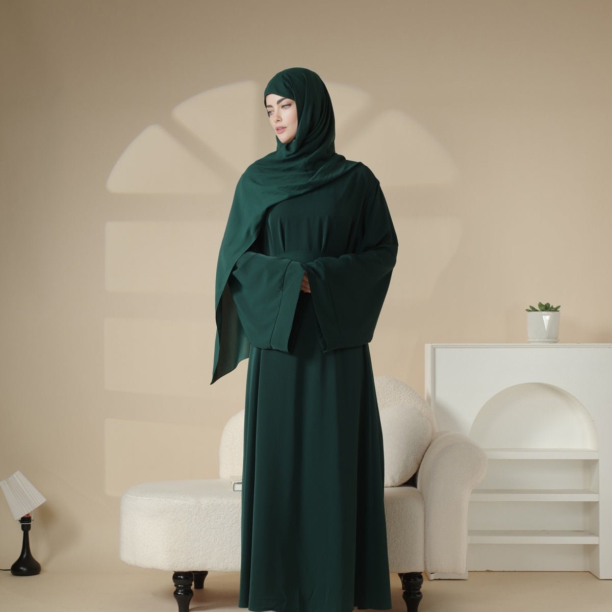 Elegant Solid Color Abaya For Muslimahs (MA036), view 4