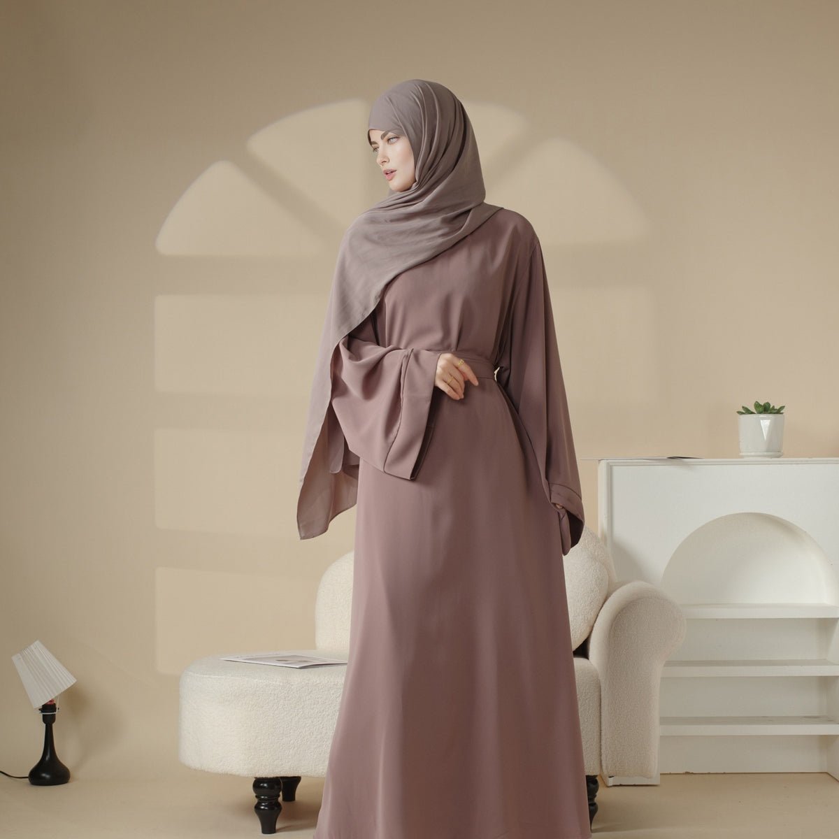 Elegant Solid Color Abaya For Muslimahs (MA036), view 5