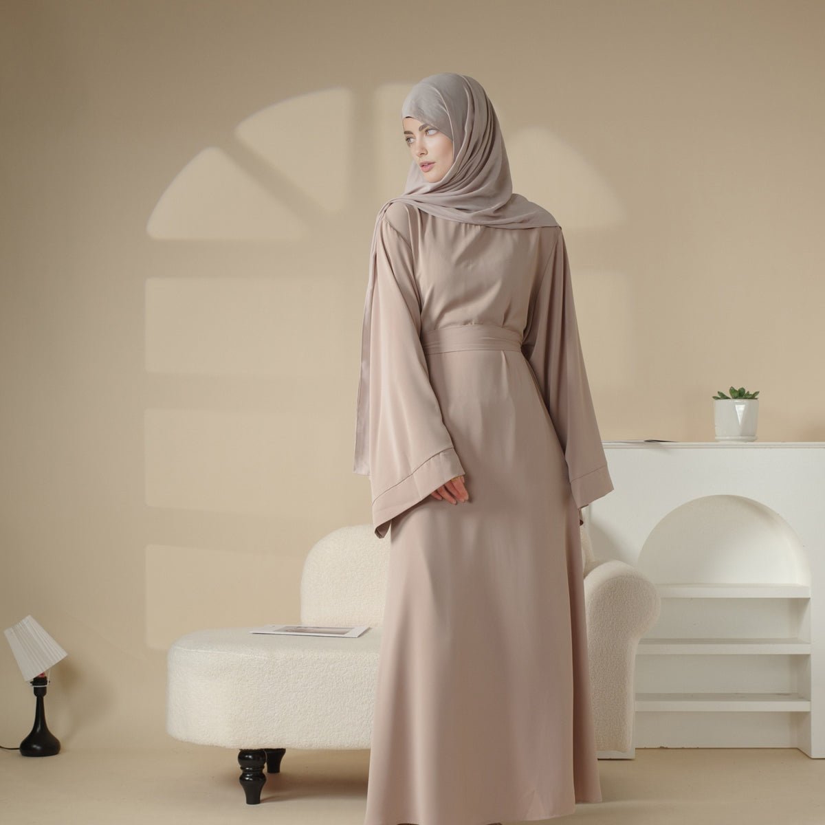 Elegant Solid Color Abaya For Muslimahs (MA036), view 6
