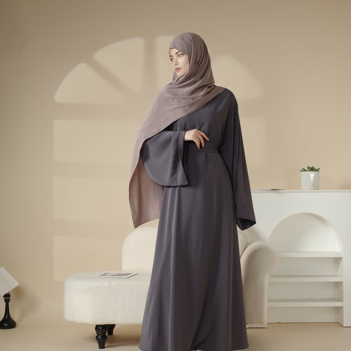 Elegant Solid Color Abaya For Muslimahs (MA036), view 7