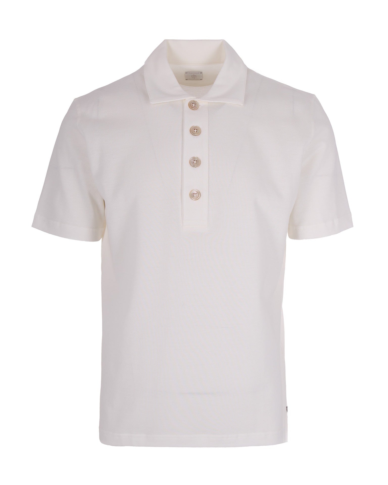 Eleventy Button-Placket Cotton Polo Shirt — White by Eleventy