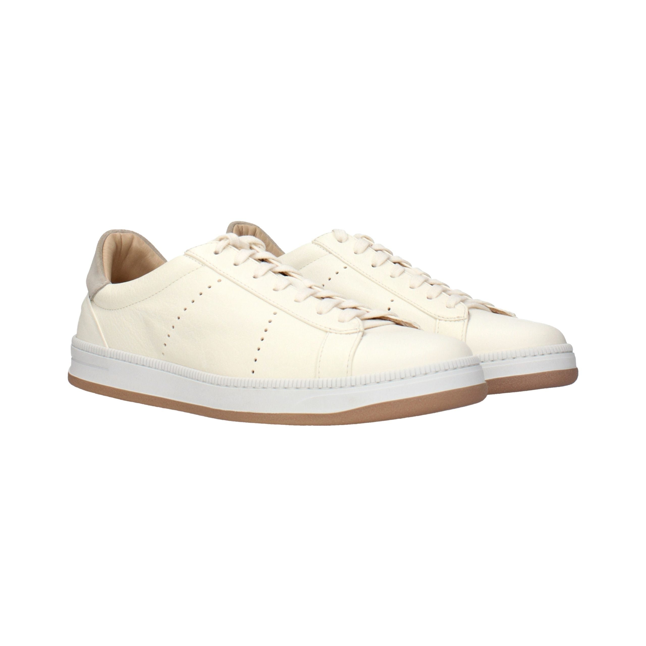 Eleventy Perforated Leather Sneaker — Beige, view 2