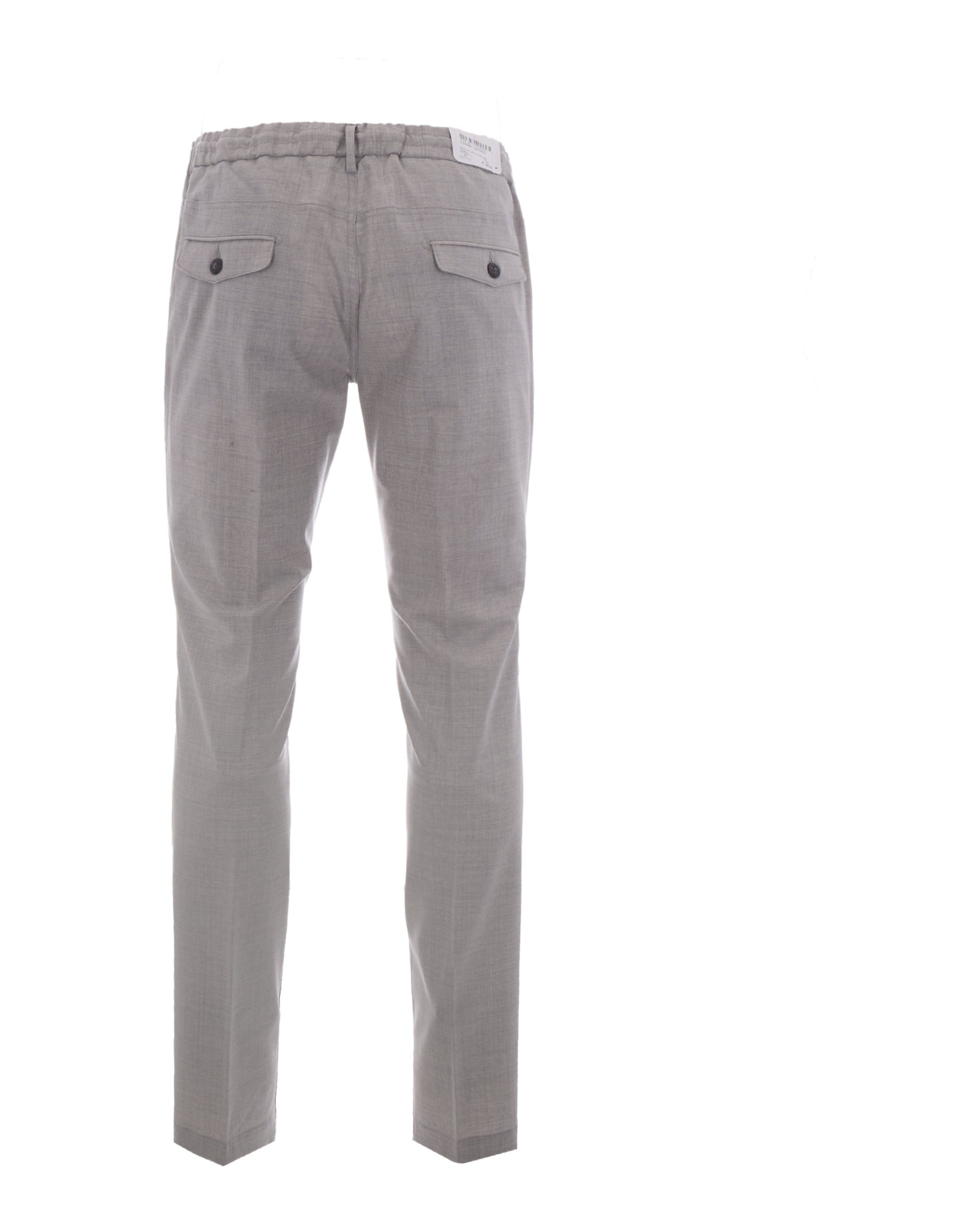 Eleventy Wool-Elastane Drawstring Trousers — Gray, view 2
