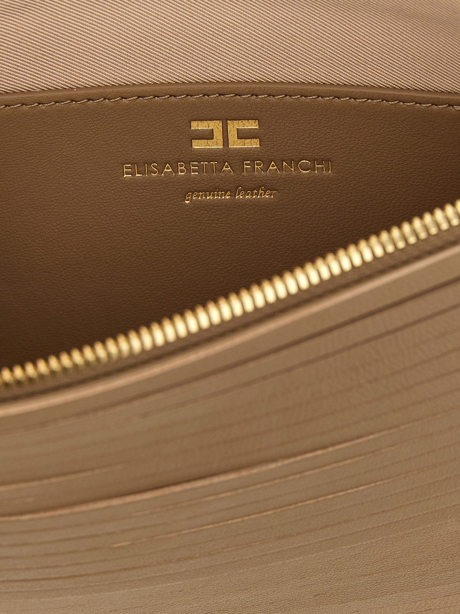 Elisabetta Franchi Fringed Leather Clutch — Camel, view 4