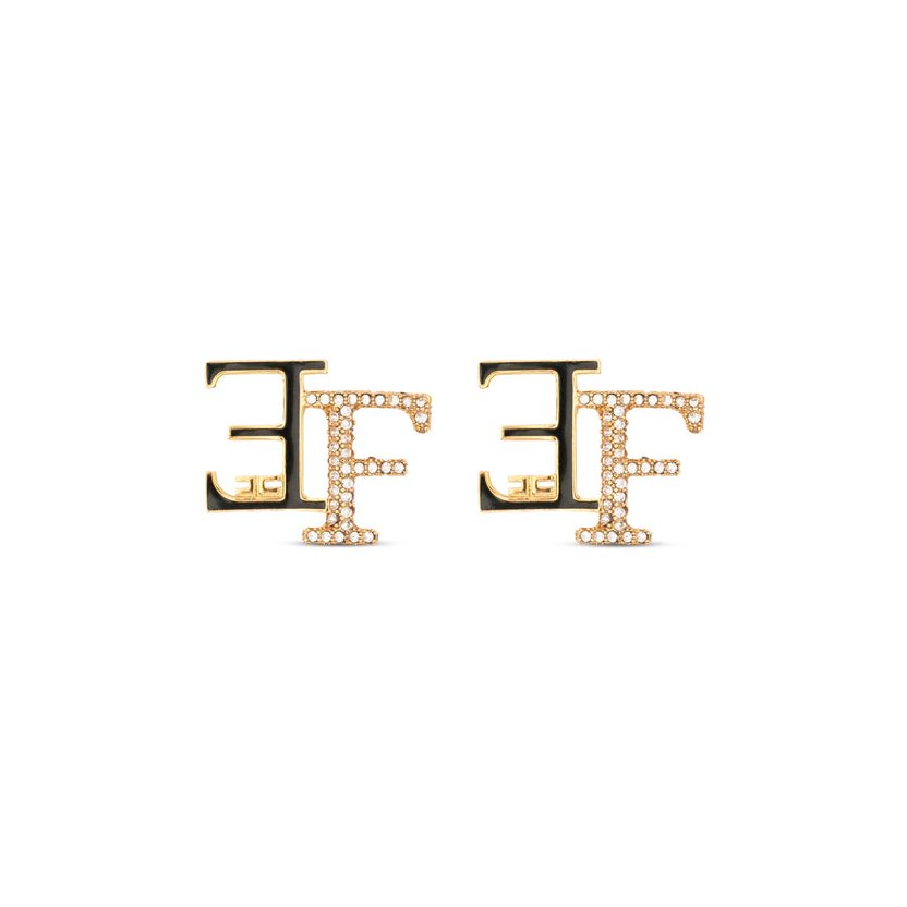 Elisabetta Franchi Logo Pearl-Embellished Earrings — Gold by Elisabetta Franchi