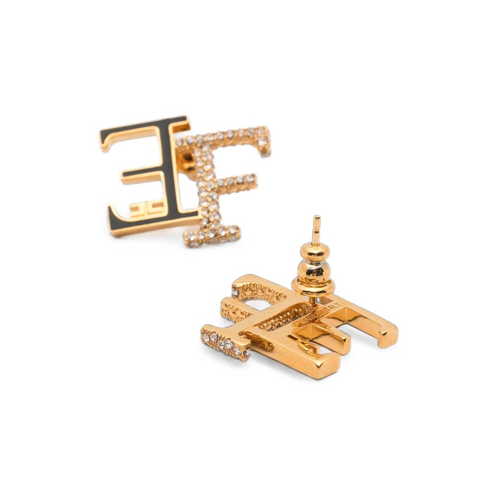Elisabetta Franchi Logo Pearl-Embellished Earrings — Gold, view 3