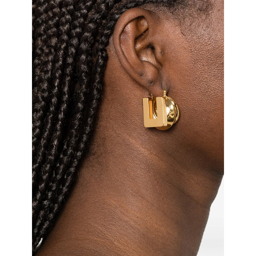 Elisabetta Franchi Logo-Detailed Gold Hoop Earrings — Gold, view 2