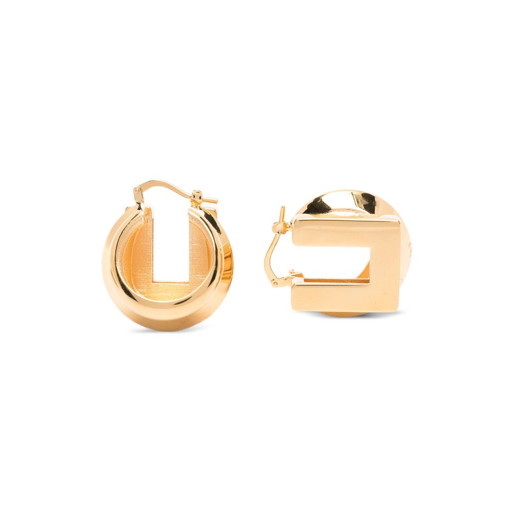 Elisabetta Franchi Logo-Detailed Gold Hoop Earrings — Gold, view 3