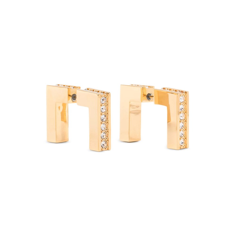 Elisabetta Franchi Gold Crystal Embellishment Earrings — Gold by Elisabetta Franchi