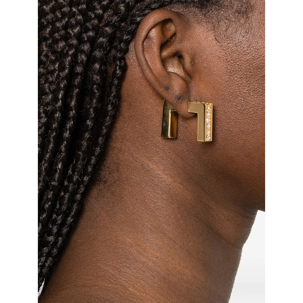 Elisabetta Franchi Gold Crystal Embellishment Earrings — Gold, view 2