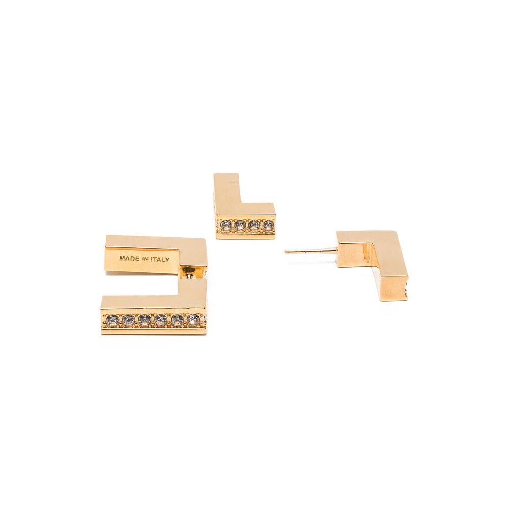 Elisabetta Franchi Gold Crystal Embellishment Earrings — Gold, view 3