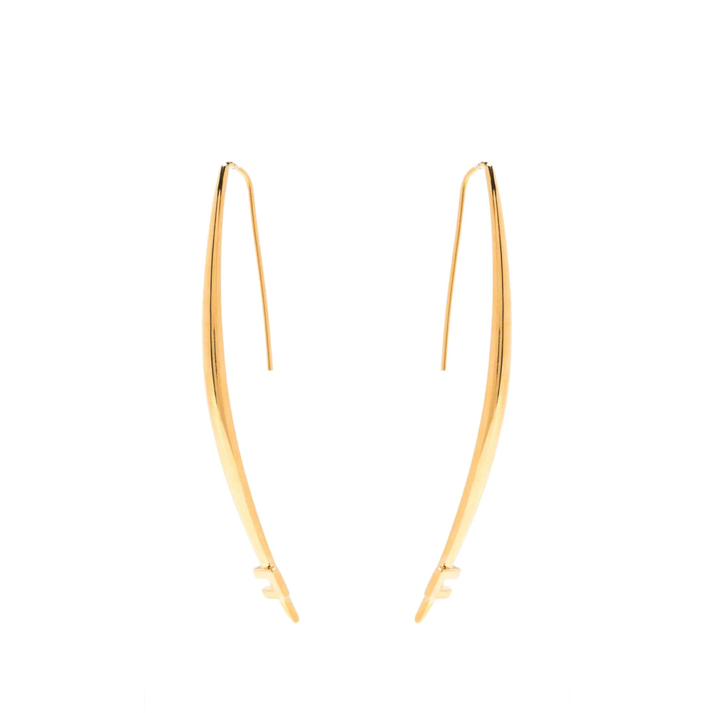 Elisabetta Franchi Gold-Tone Long Drop Earrings — Gold, view 2