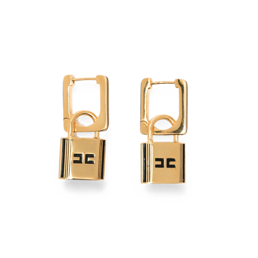Elisabetta Franchi Padlock Motif Drop Earrings — Gold by Elisabetta Franchi