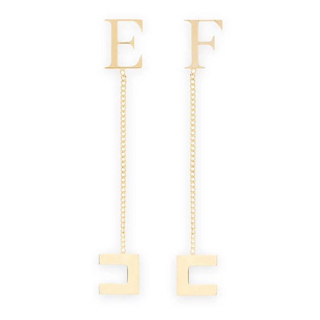 Elisabetta Franchi Gold-Tone Curb Chain Letter Earrings — Gold by Elisabetta Franchi