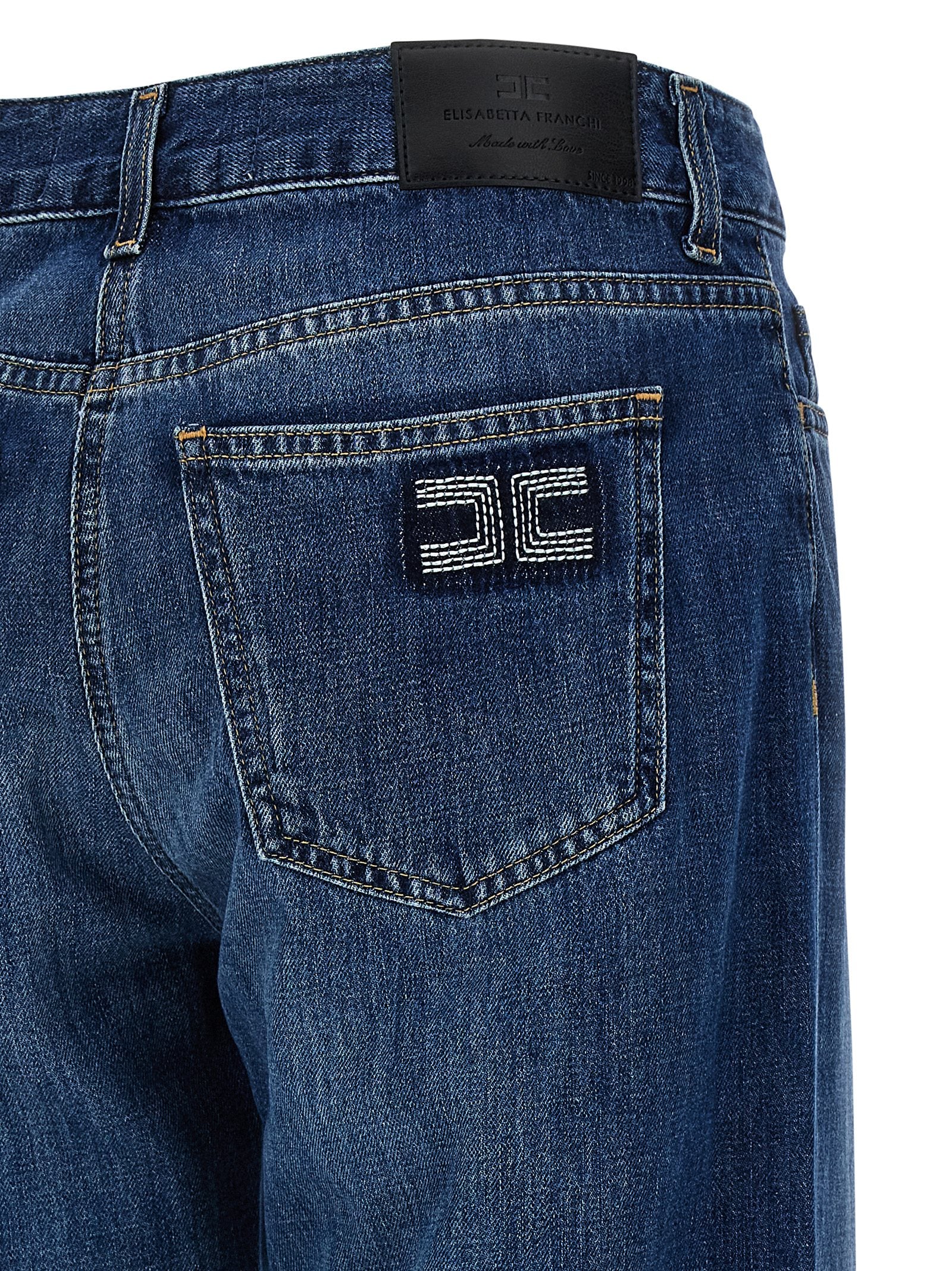 Elisabetta Franchi Palazzo Jeans — Blue, view 4