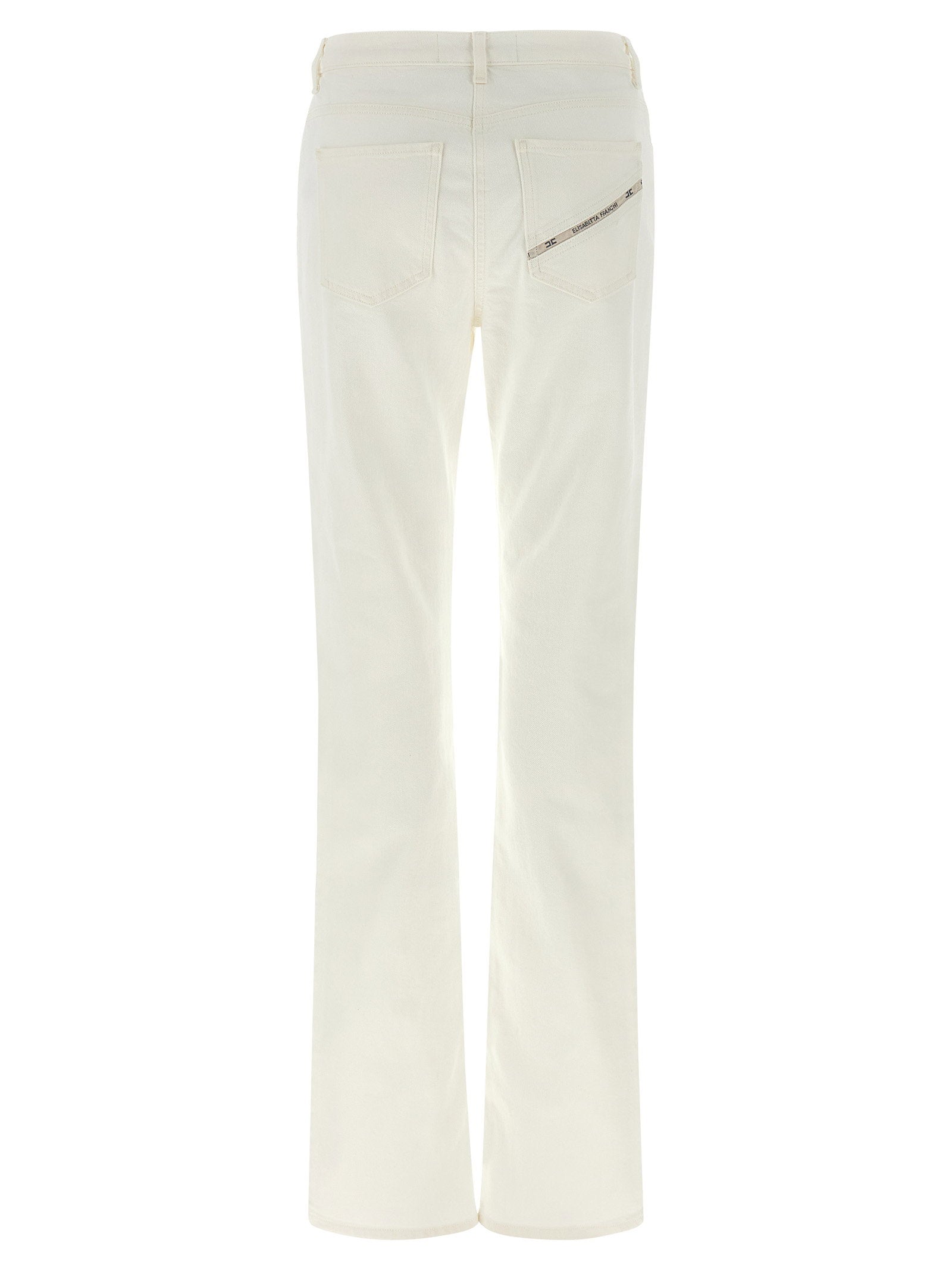 Elisabetta Franchi Jewel Padlock Jeans — Cream, view 2