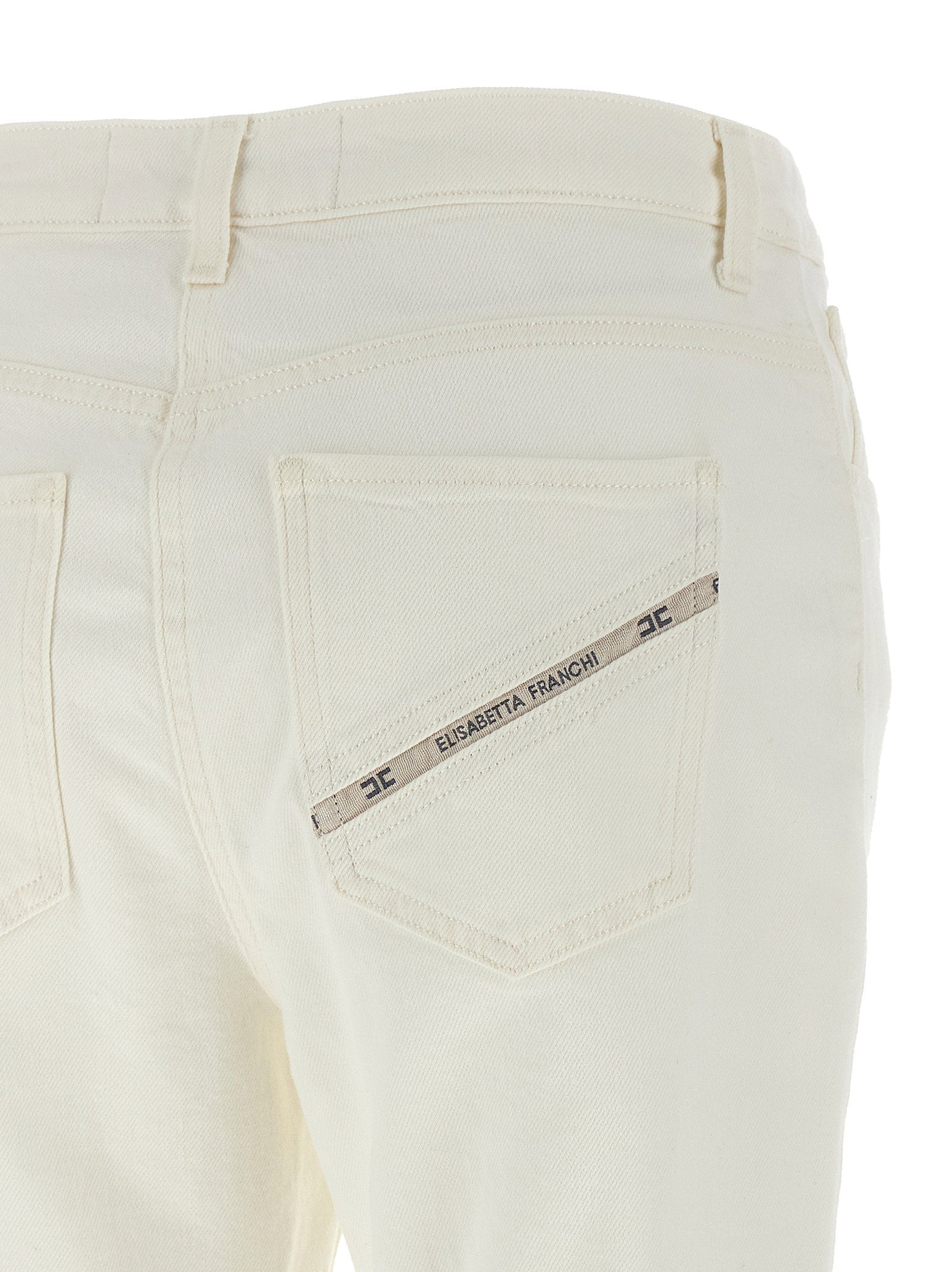 Elisabetta Franchi Jewel Padlock Jeans — Cream, view 4