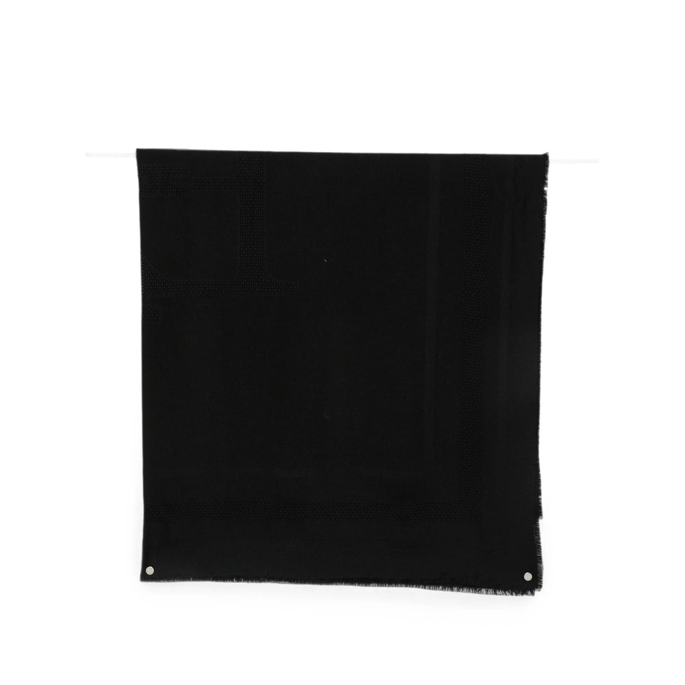 Elisabetta Franchi Wool Fringed Scarf — Black by Elisabetta Franchi