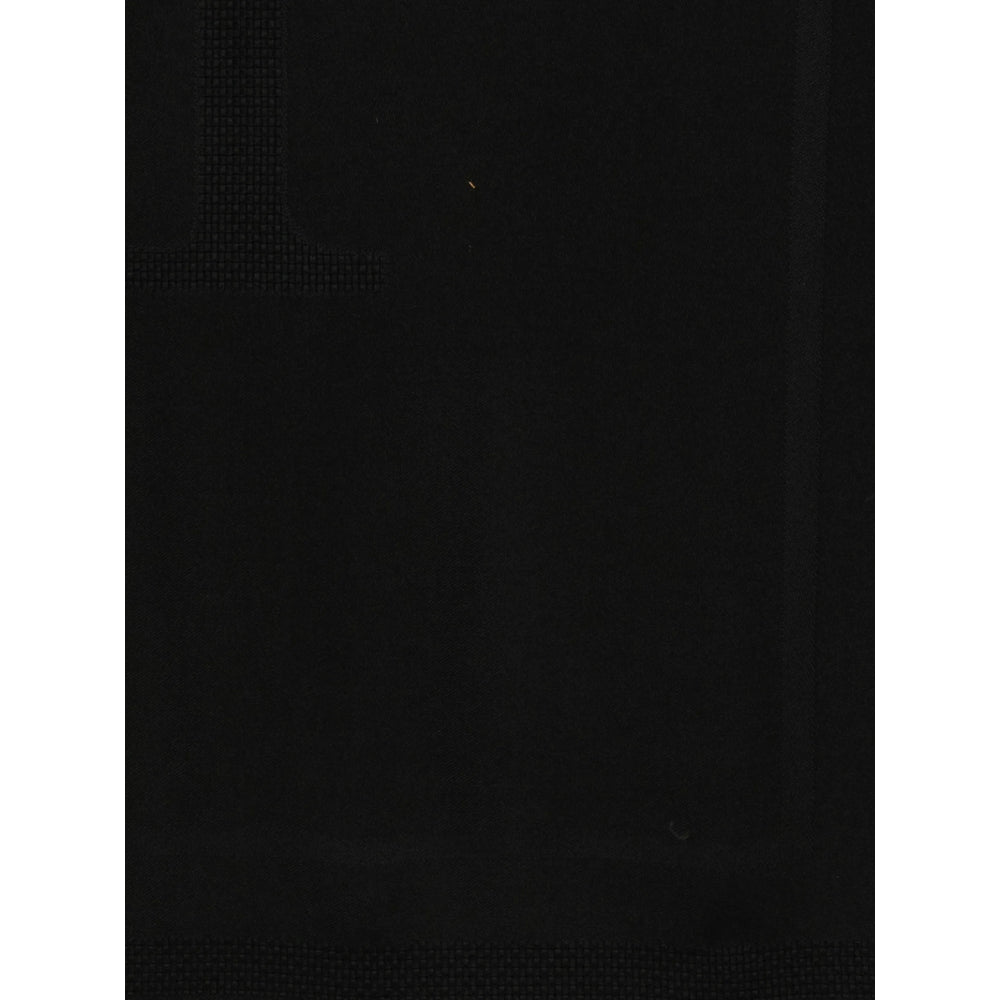Elisabetta Franchi Wool Fringed Scarf — Black, view 2