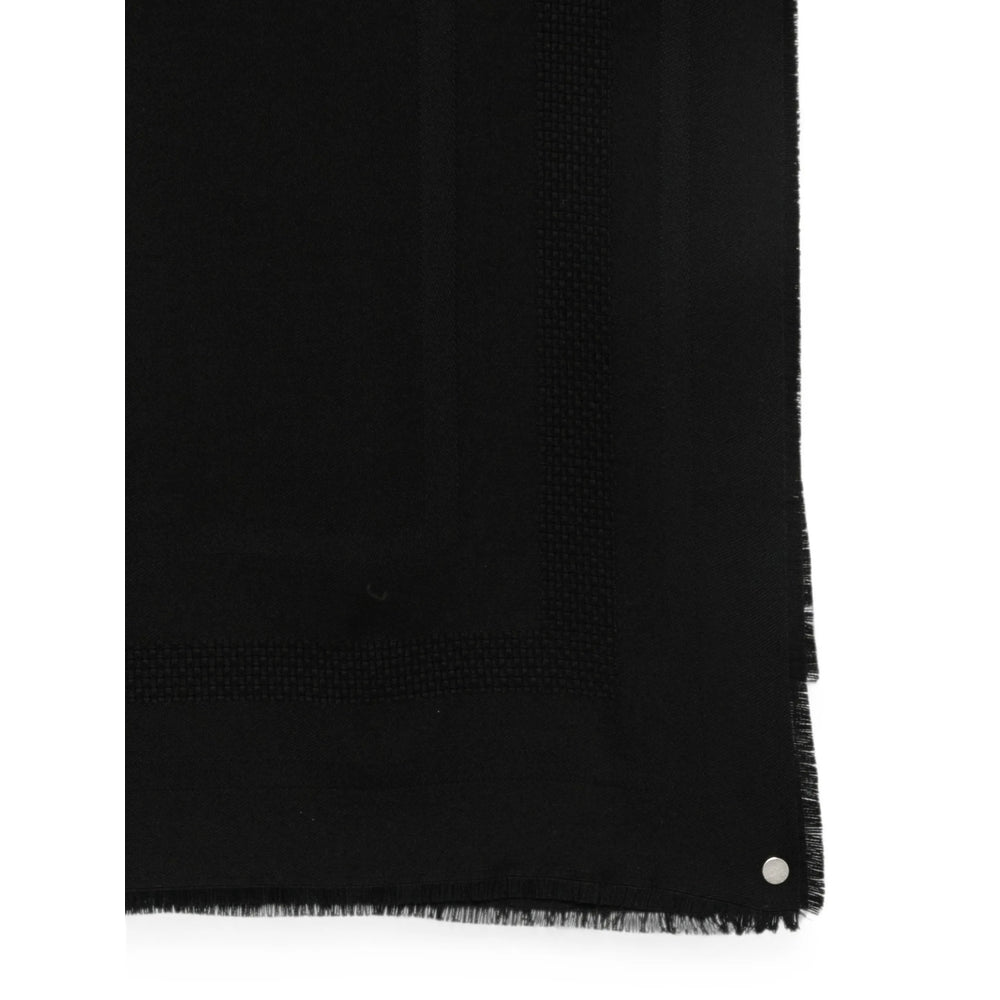 Elisabetta Franchi Wool Fringed Scarf — Black, view 3