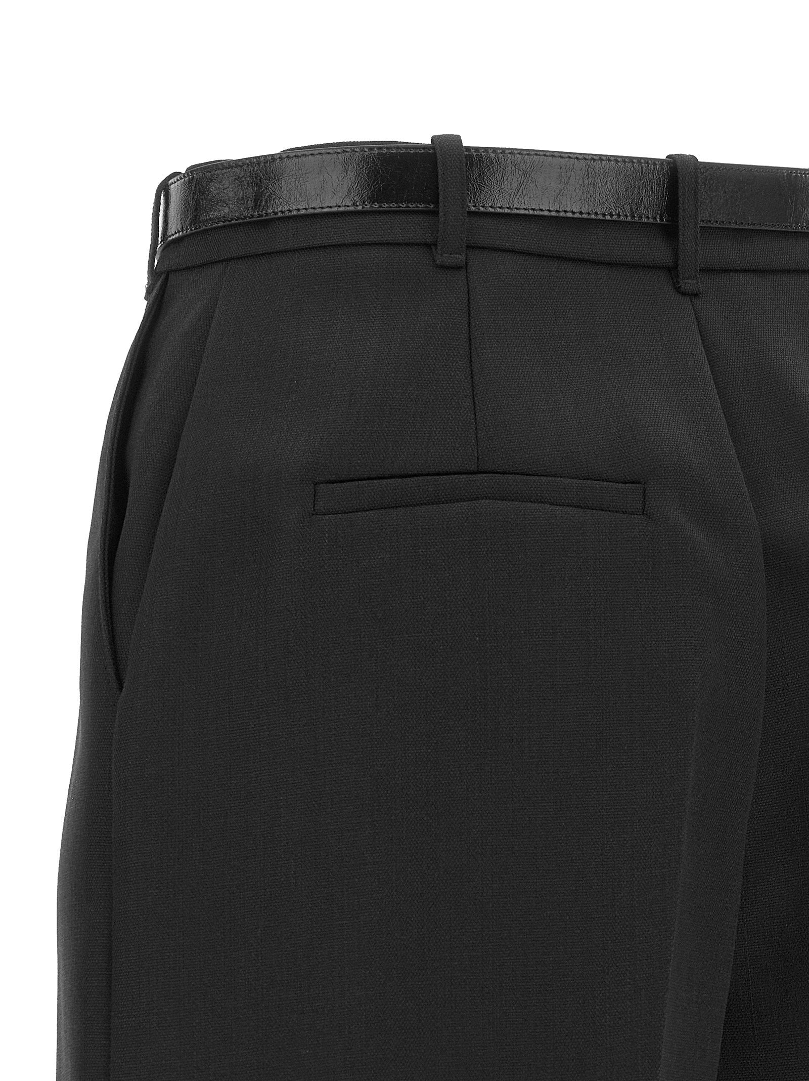 Elisabetta Franchi Belted Virgin Wool Shorts — Black, view 4