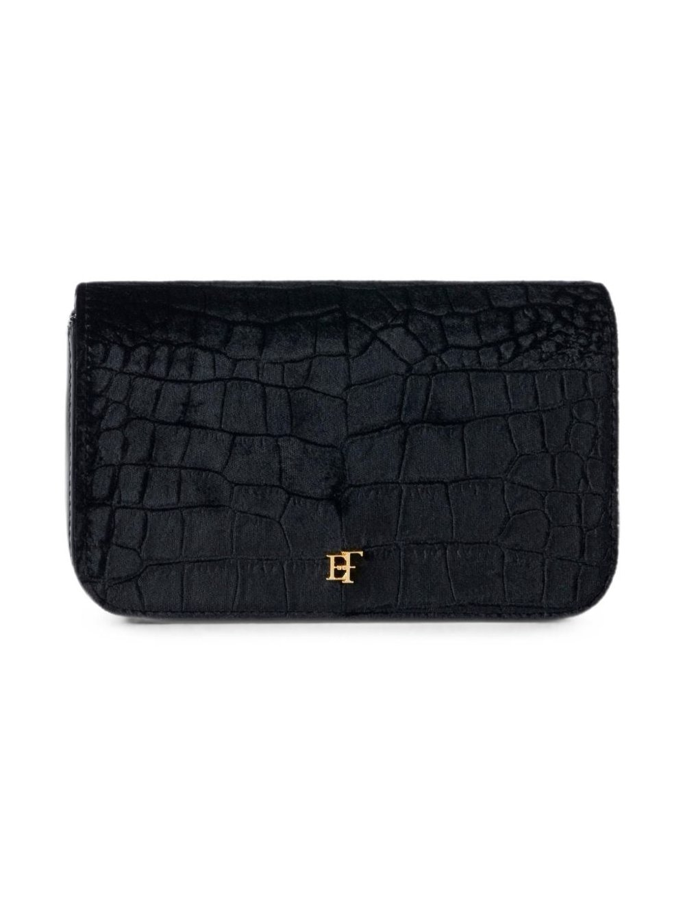Elisabetta Franchi Velvet Shoulder Bag — Black by Elisabetta Franchi