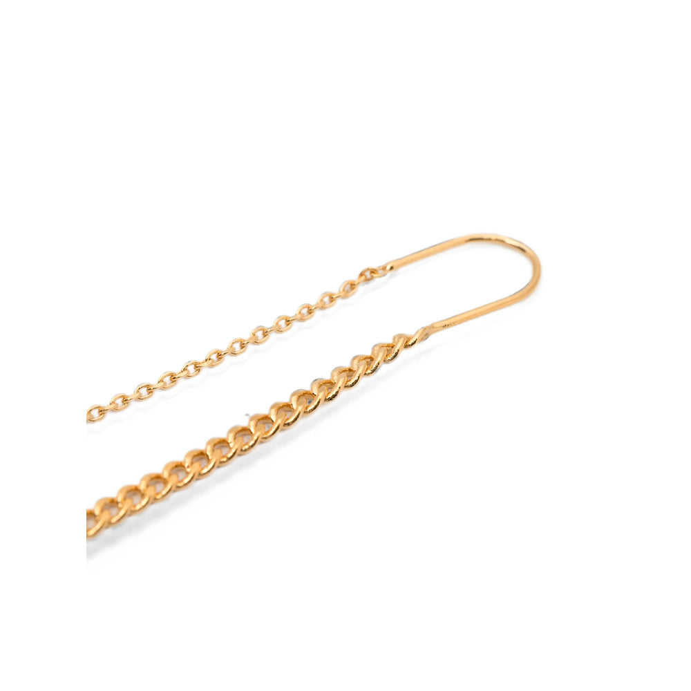 Elisabetta Franchi Logo Pendant Crystal Threader Earrings — Gold, view 2