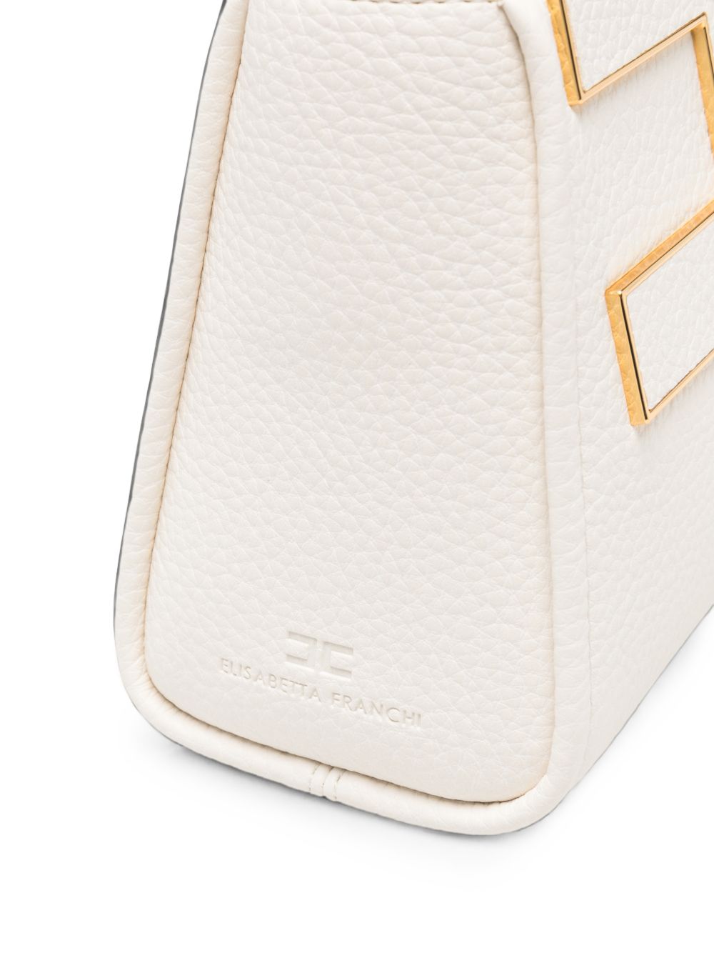 Elisabetta Franchi Logo Plaque Top Handle Bag — White, view 3
