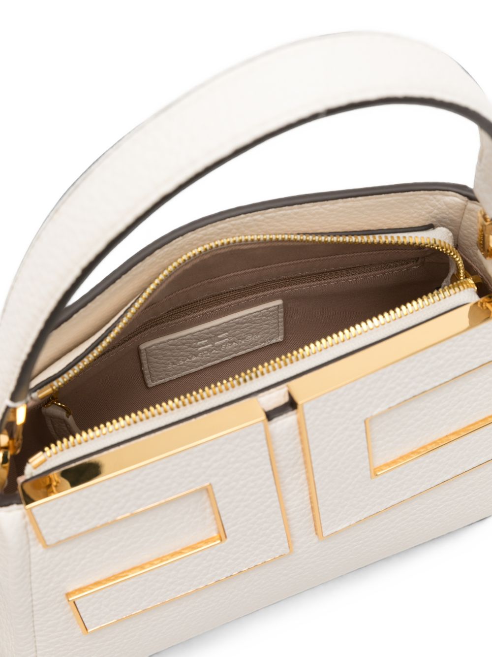 Elisabetta Franchi Logo Plaque Top Handle Bag — White, view 4