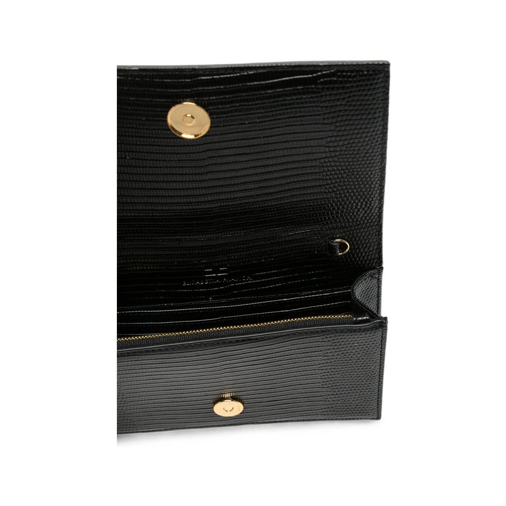 Elisabetta Franchi Lizard-Embossed Leather Tote Bag — Black, view 3