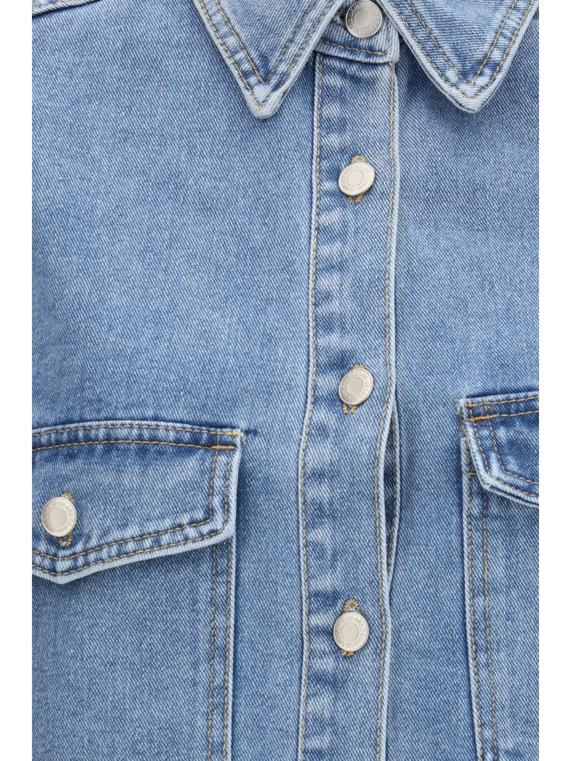 Ella Sequin-Embellished Denim Jacket — Blue, view 3