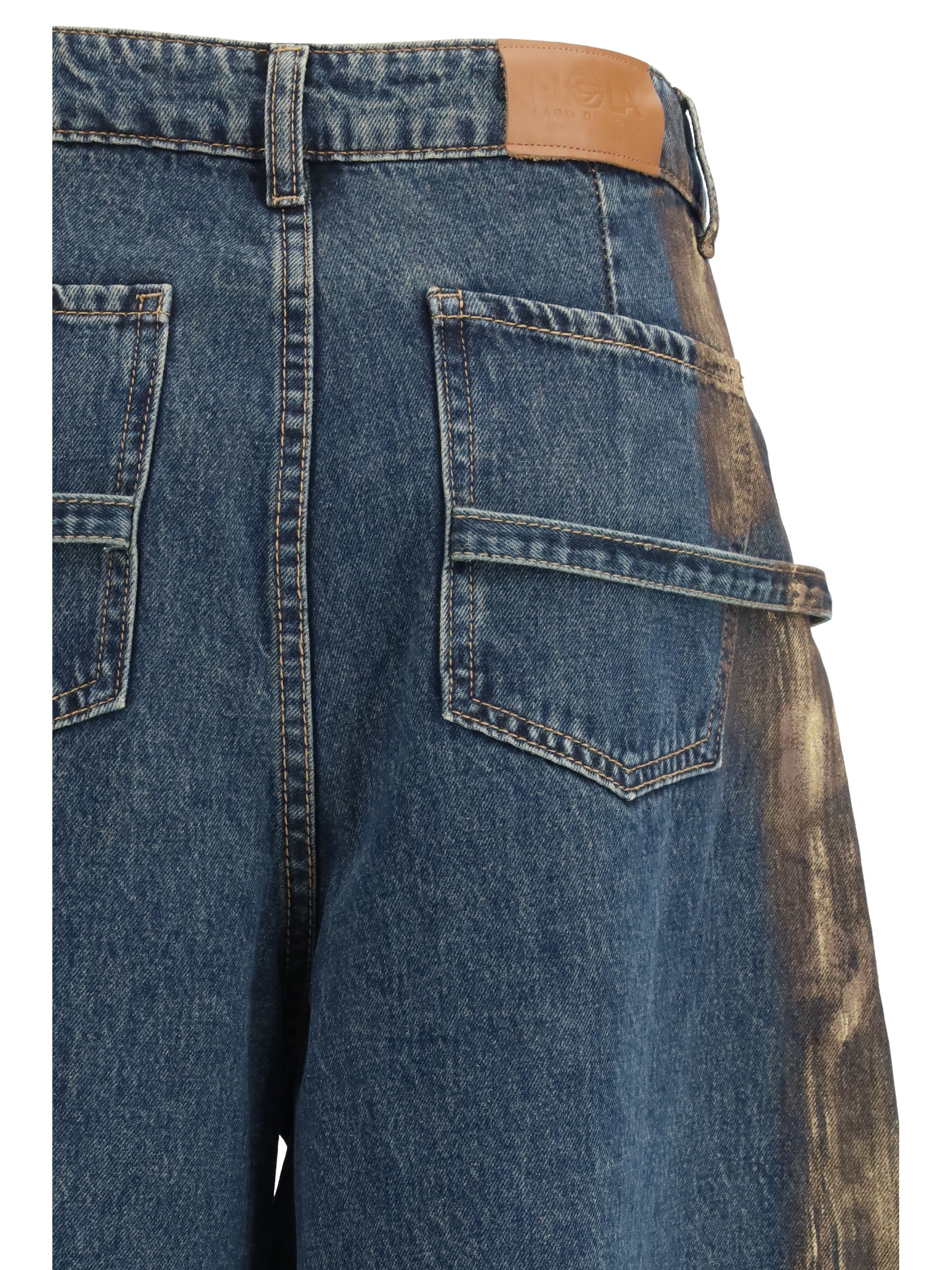 Ella Painted-Side Oversized Jeans — Blue, view 3