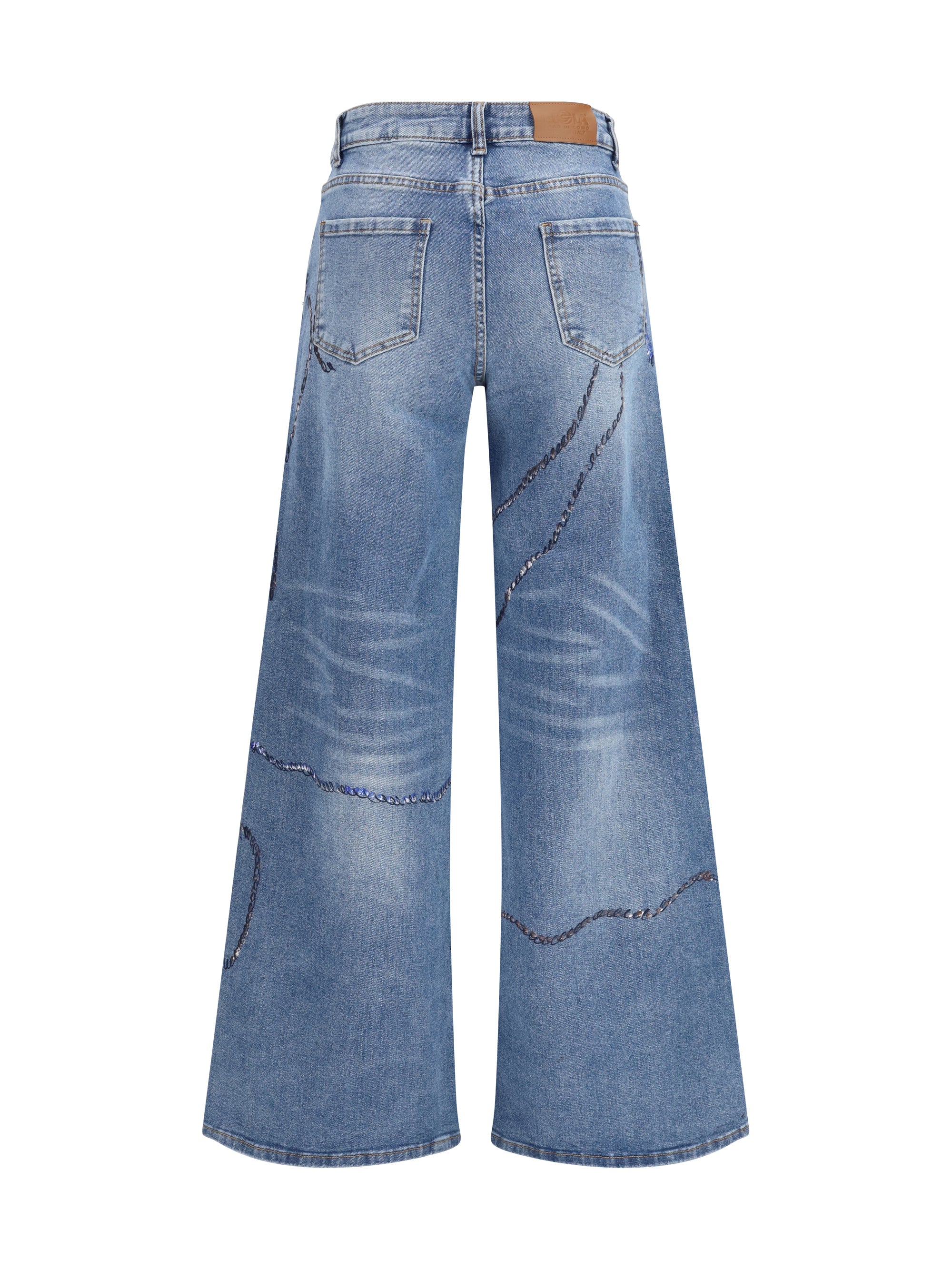 Ella Painted Wide-Leg Jeans — Blue, view 2