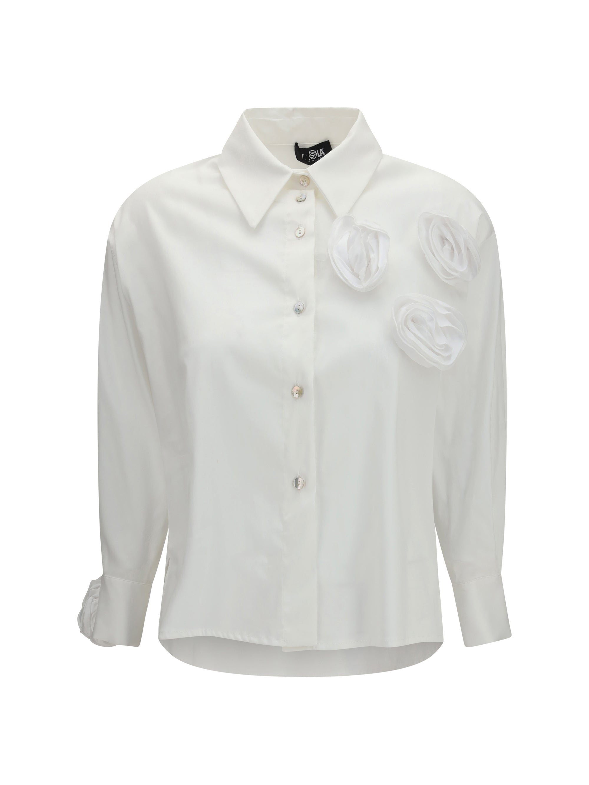 Ella Appliqué Rose Shirt — White by Ella