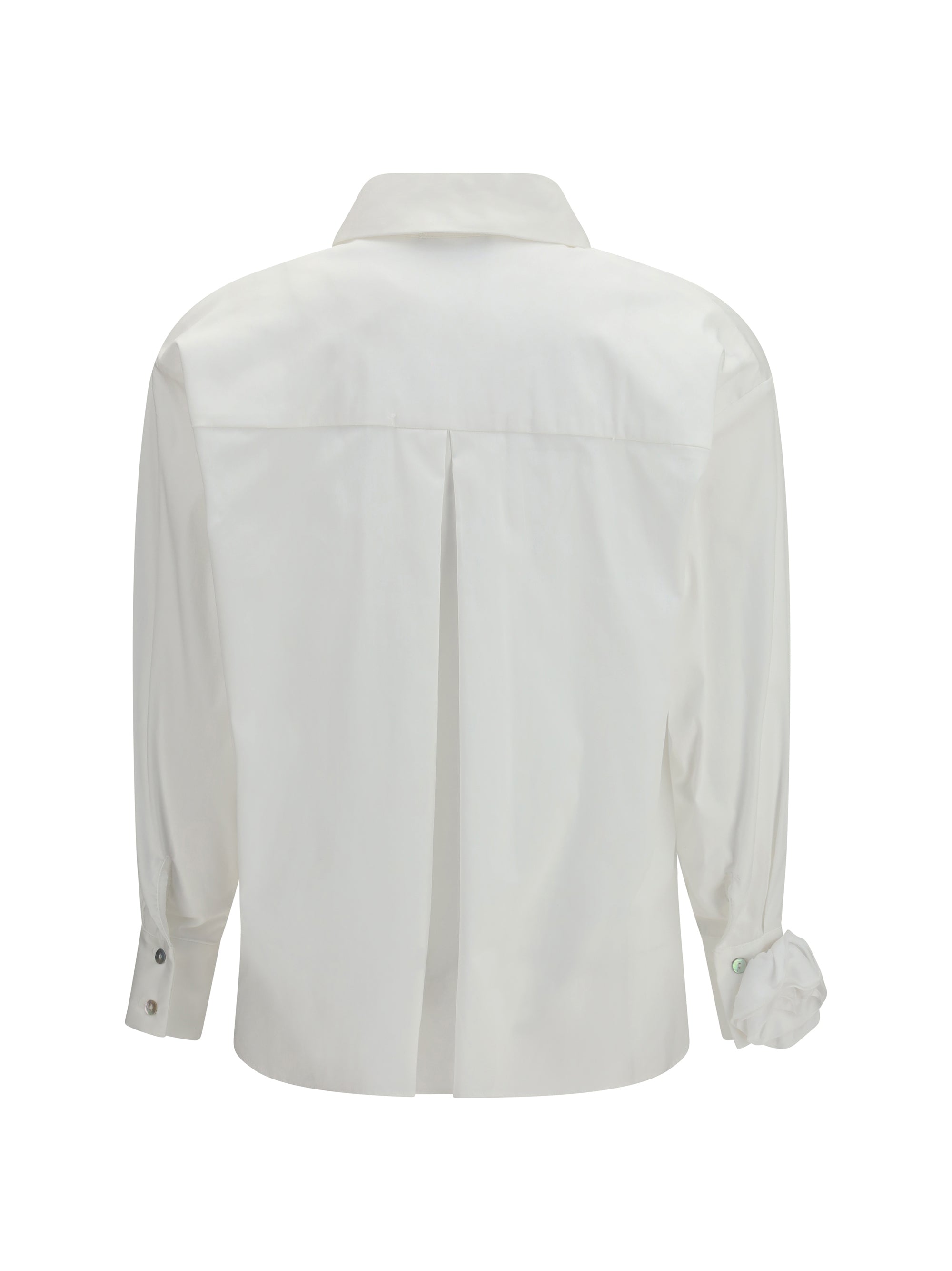 Ella Appliqué Rose Shirt — White, view 2