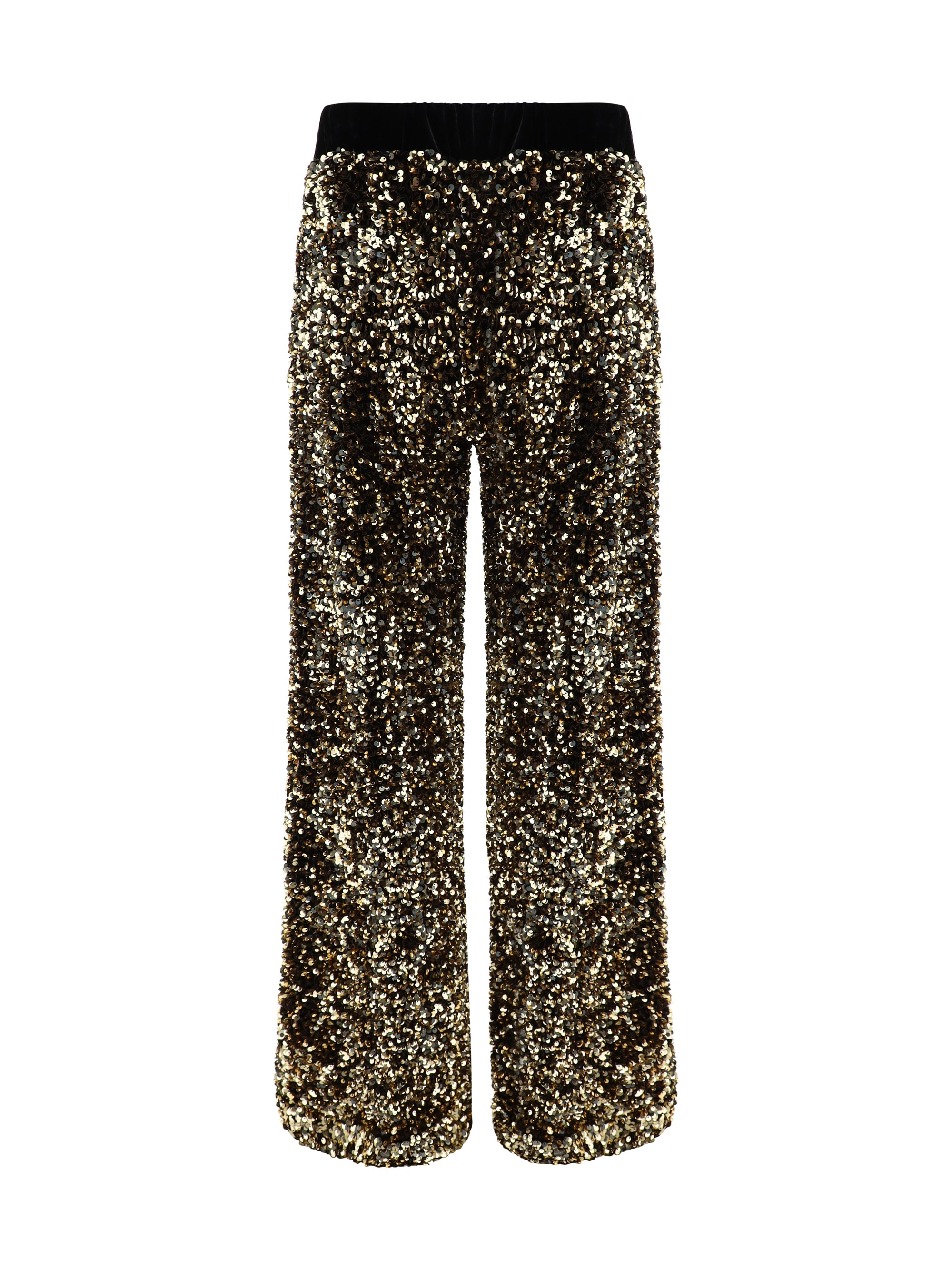 Ella Sequin-Embellished Velvet Trousers — Gold, view 2