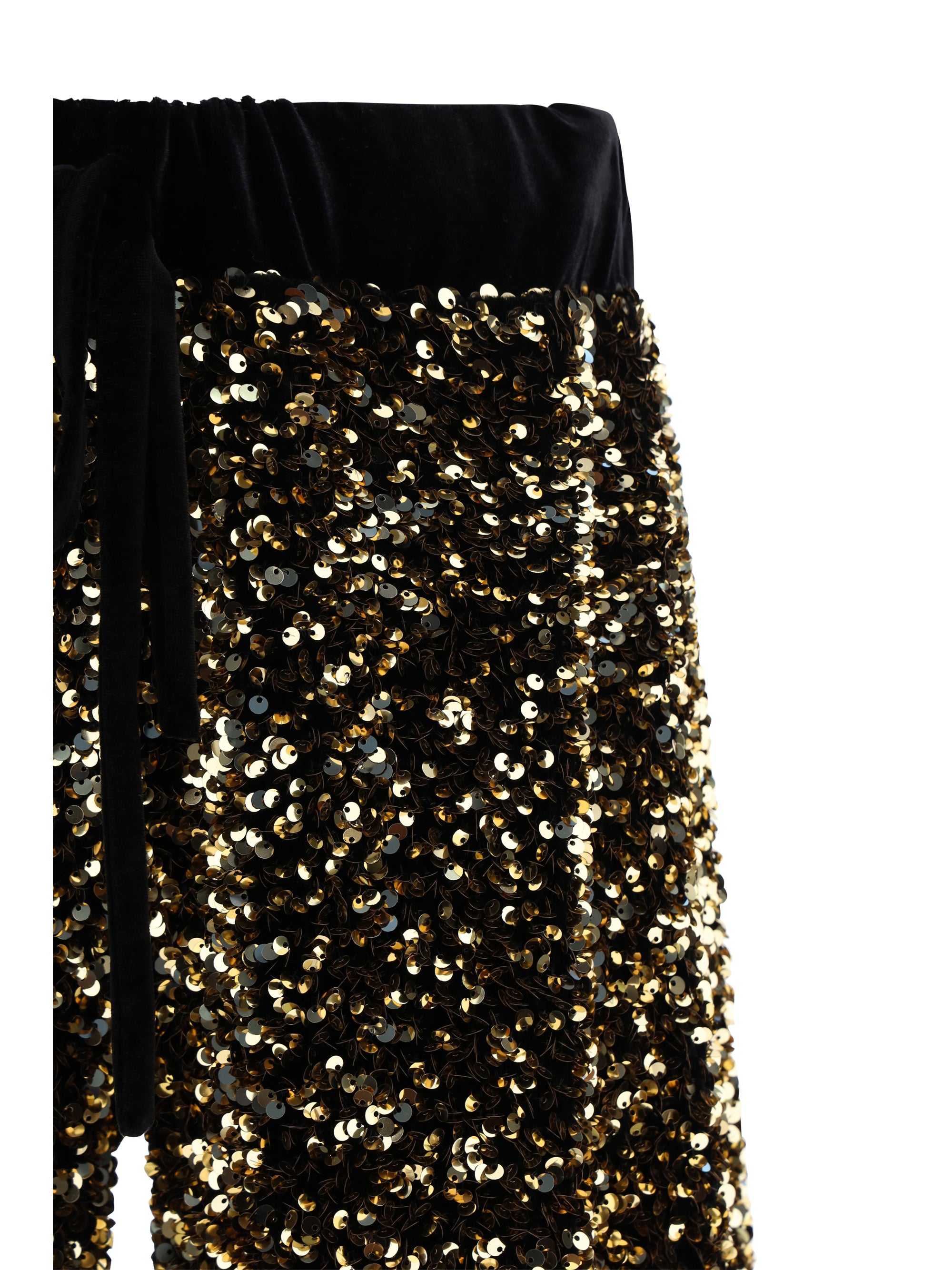 Ella Sequin-Embellished Velvet Trousers — Gold, view 3